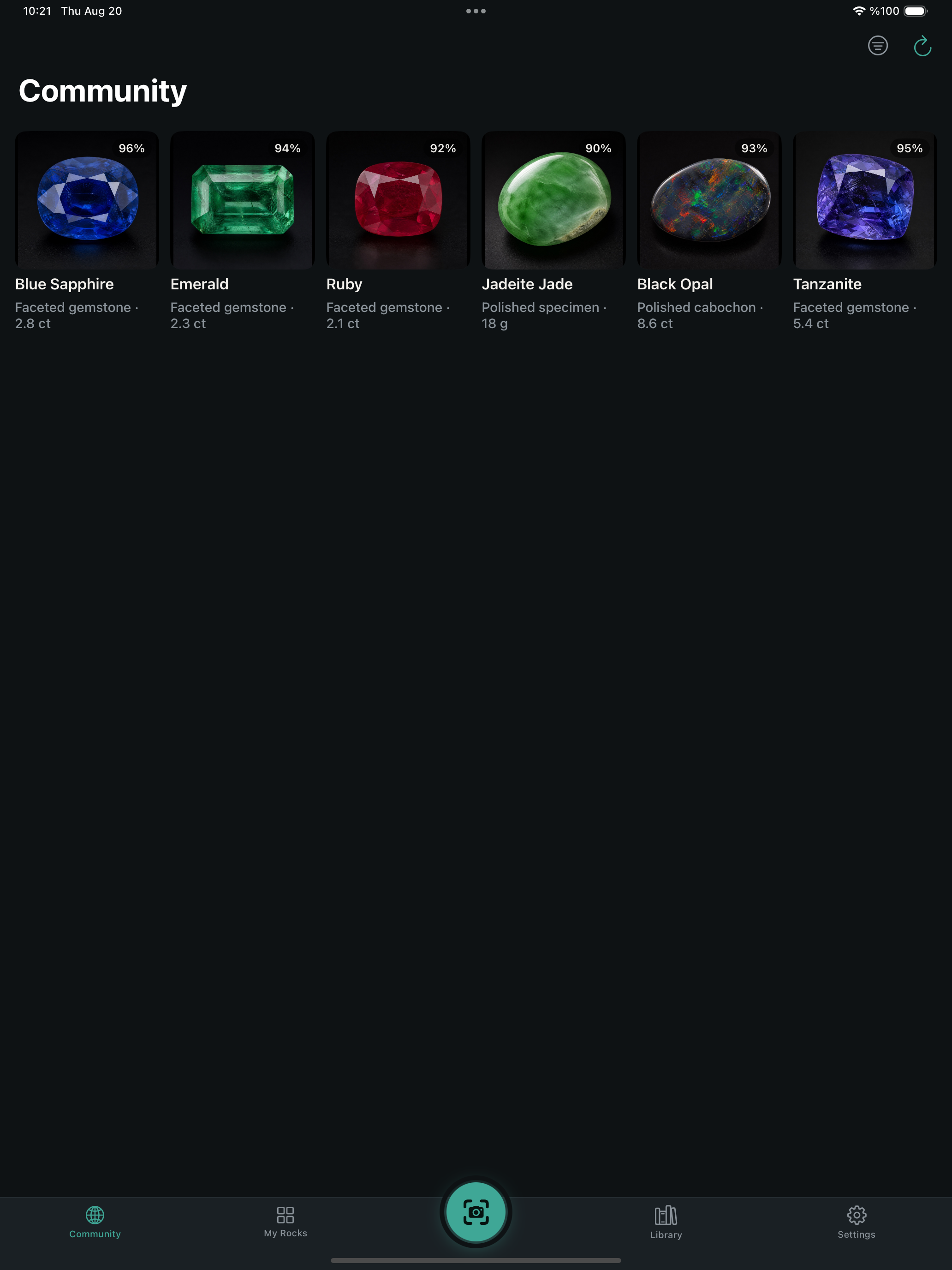 Explorar descobertes — Rock Identifier iPad