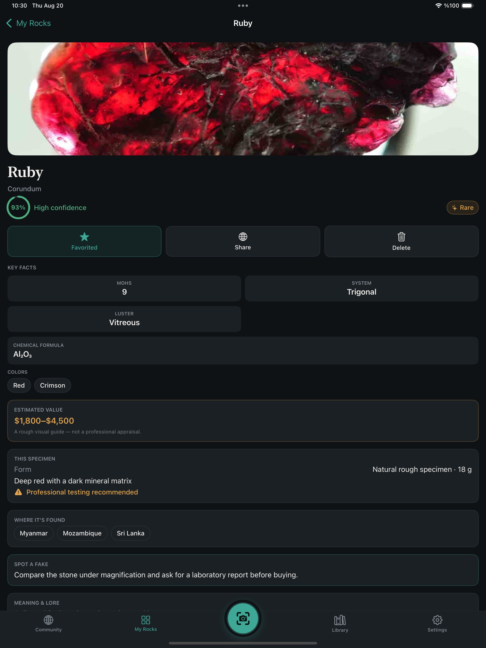 Anàlisi detallada — Rock Identifier iPad